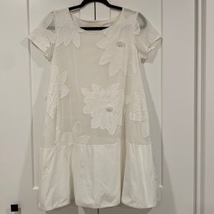 Maeve Anthropology white mini dress size Small embroidered floral summer spring